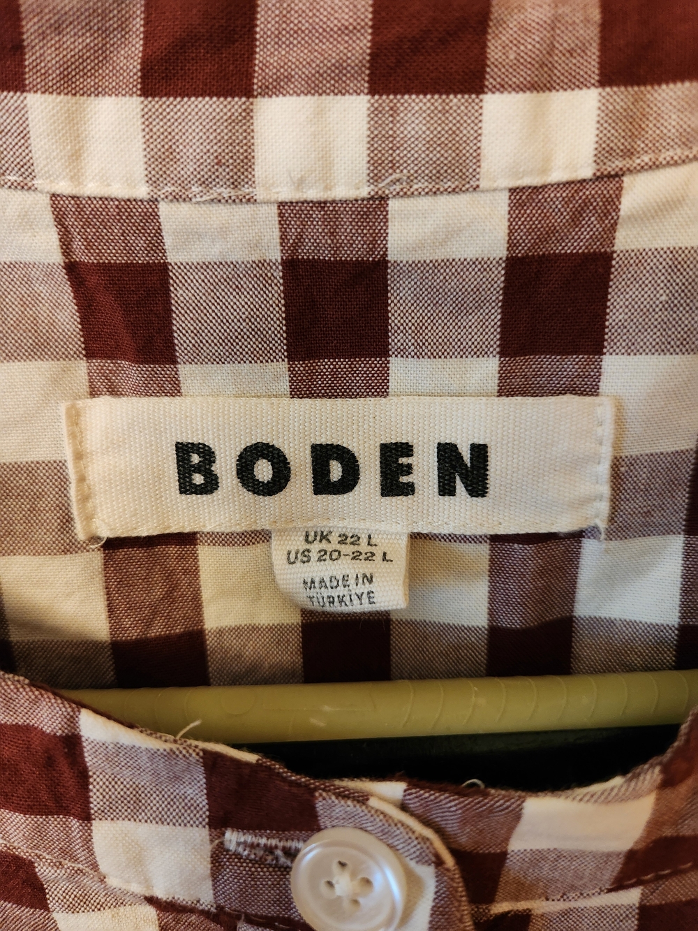Boden Ivy 22 Long Cream & Maroon Cotton Gingham Maxi Dress - Picture 5 of 6